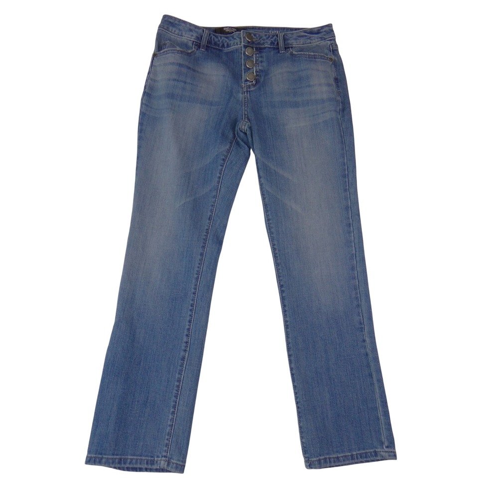 Simply Vera Vera Wang Mid Rise Capri Jeans Blue Button Fly Size 4 3595